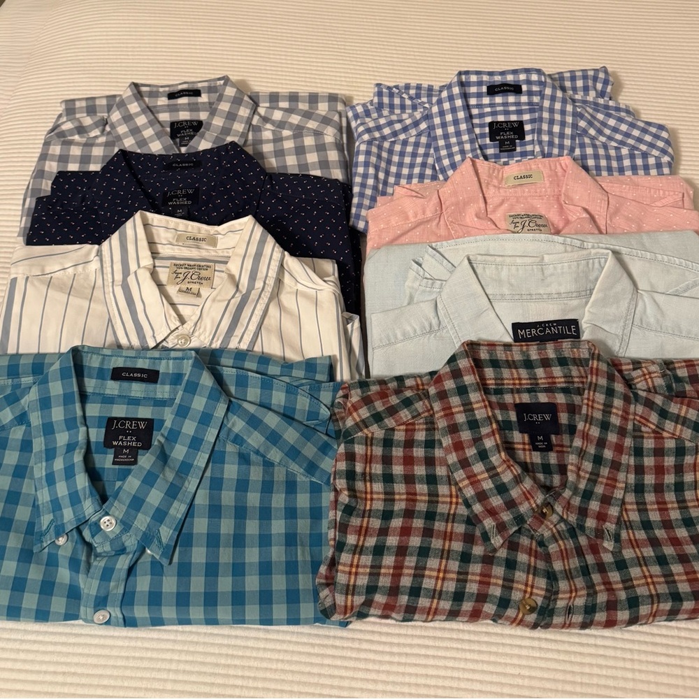 J. Crew Men's Assorted Checkered and Striped Shirts (8 pack)